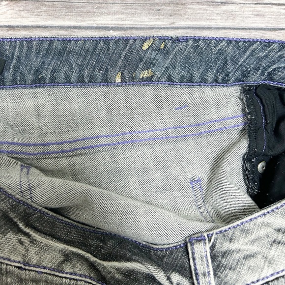 Akademiks Washed Out Black Gray Purple Embroidery Low Rise Bermuda Jean Short 34 - Picture 12 of 12